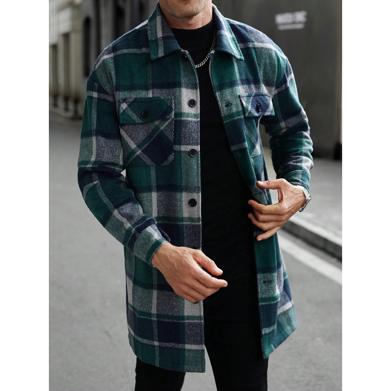 Plaid Turn-Down Collar Coat