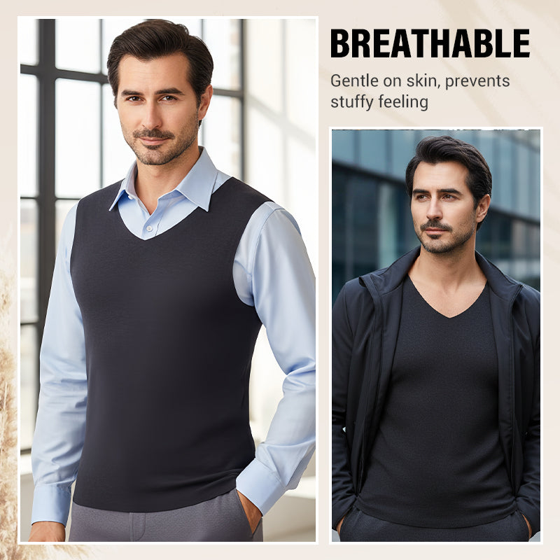 Men's Seamless Solid Color Thermal Vest