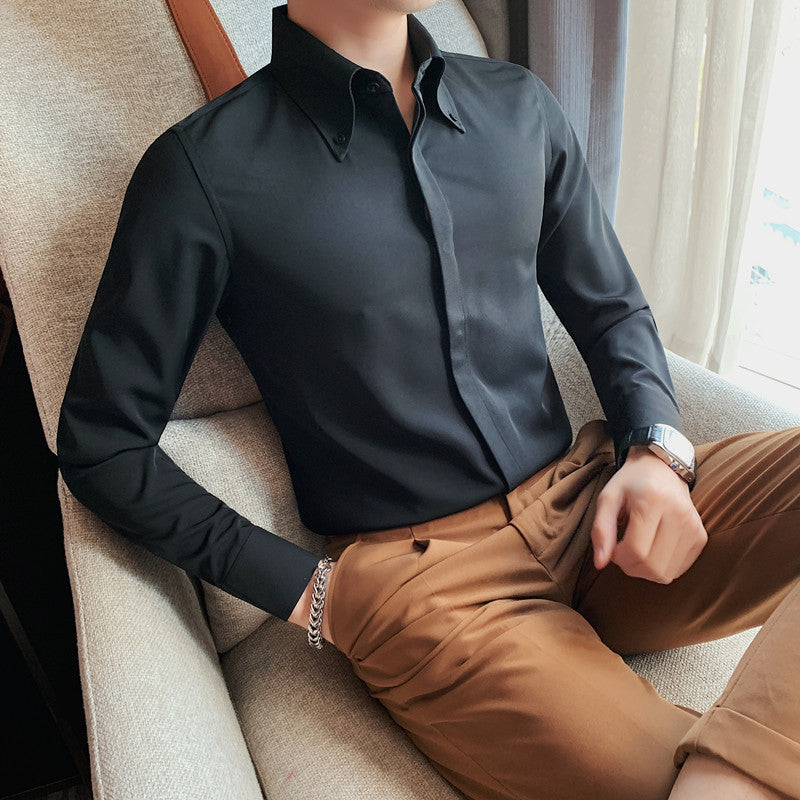 Classic Men's Slim-Fit Long-Sleeve Shirt