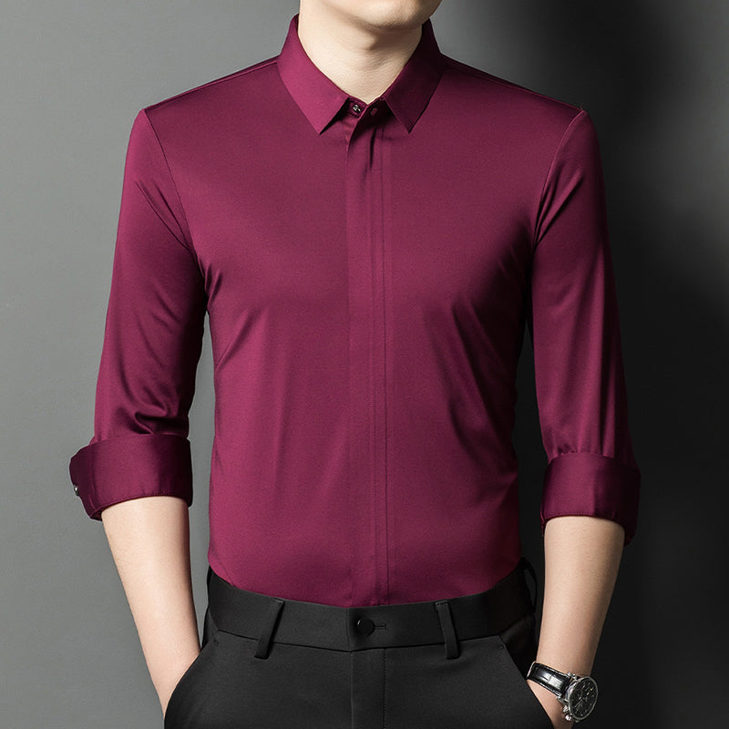 Men's Hidden Zipper Shirt / Easy to Put On and Take Off