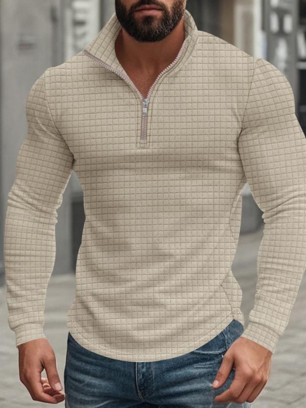 Men's Stand Collar Half-Zip Long Sleeve Sweatshirt