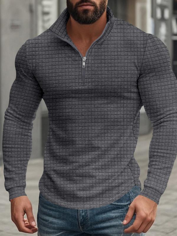 Men's Stand Collar Half-Zip Long Sleeve Sweatshirt