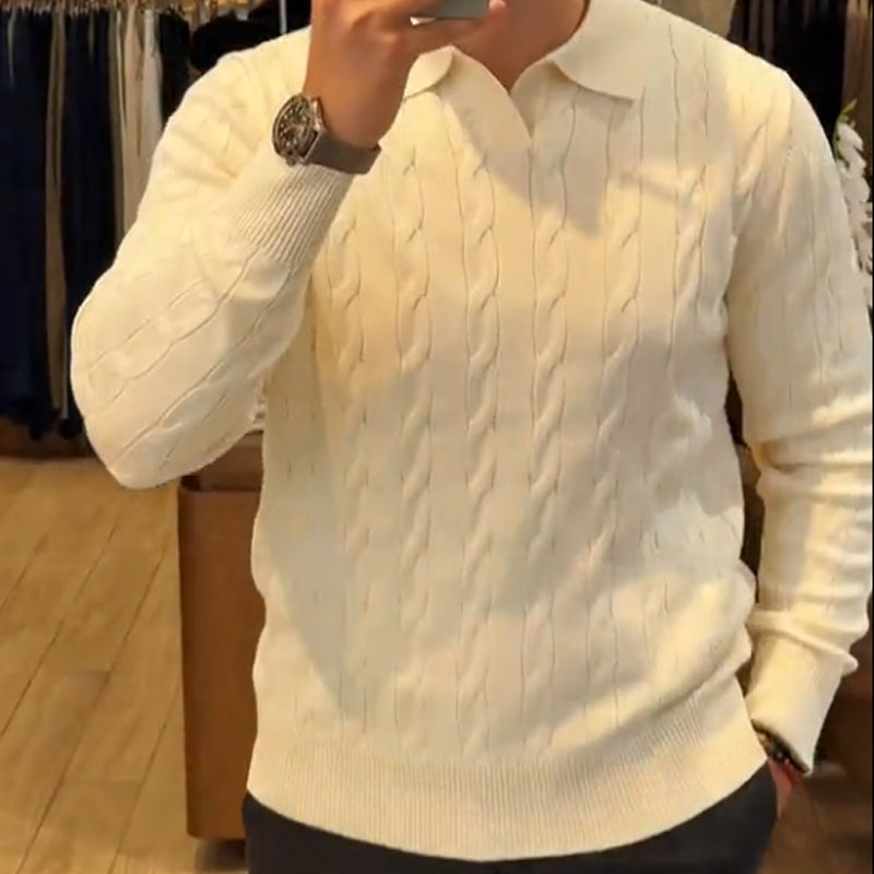 Men's Casual Lapel Knit Sweater