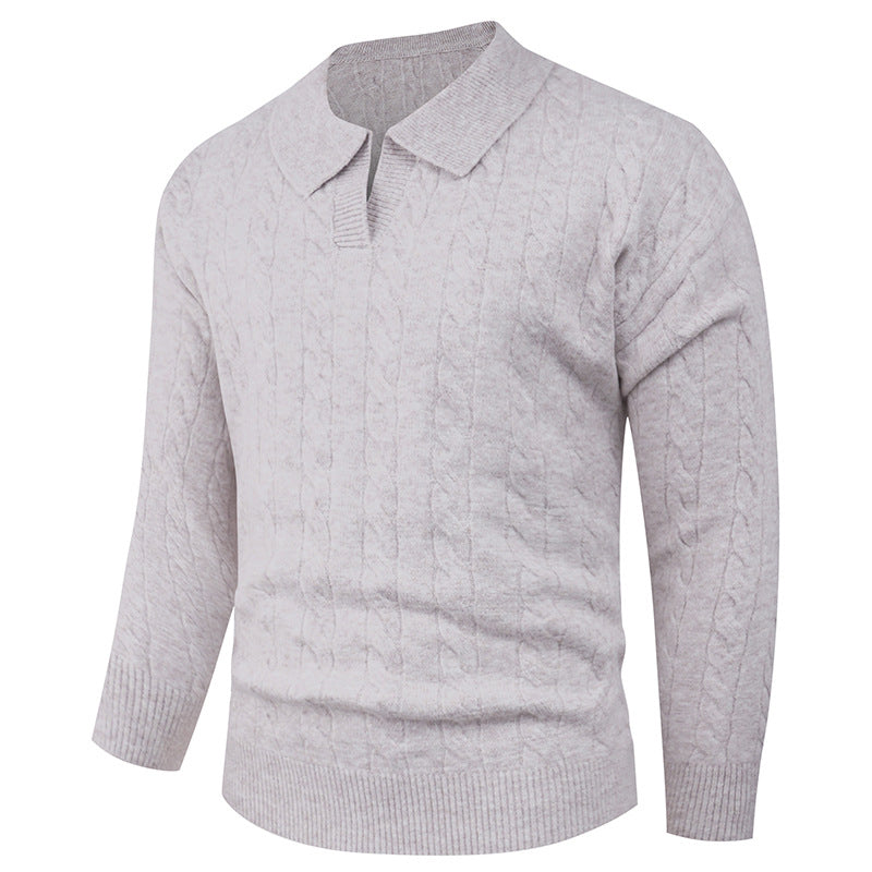 Men's Casual Lapel Knit Sweater