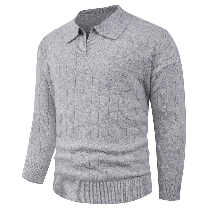Men's Casual Lapel Knit Sweater