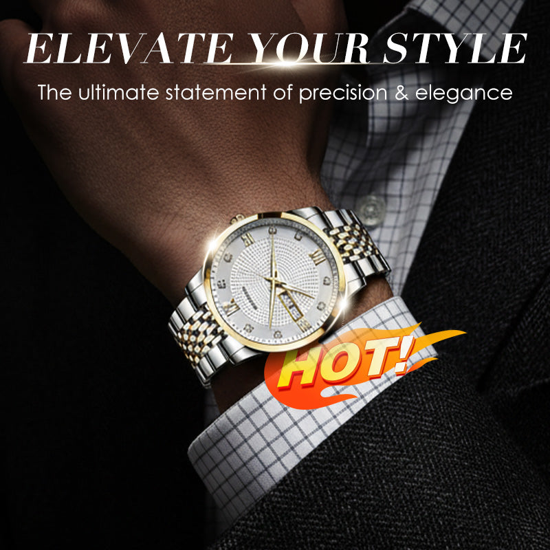💥Men's Stainless Steel Waterproof Business Watch