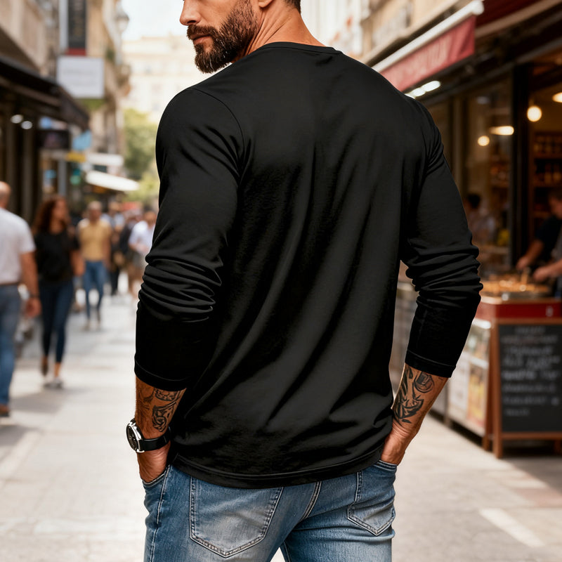💎 50% OFF! 💎 Men’s Slim Fit Henley Long Sleeve T-Shirt – Breathable, Refined & Perfect for Layering 👔👕