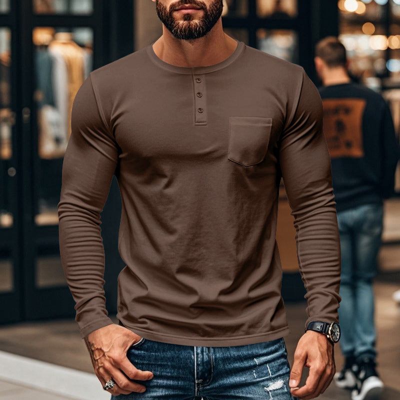 💎 50% OFF! 💎 Men’s Slim Fit Henley Long Sleeve T-Shirt – Breathable, Refined & Perfect for Layering 👔👕