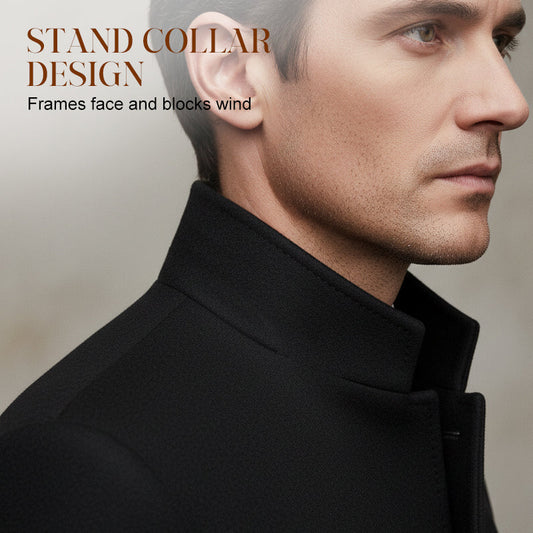 Men's Warm Mid-Length Stand-Collar Coat