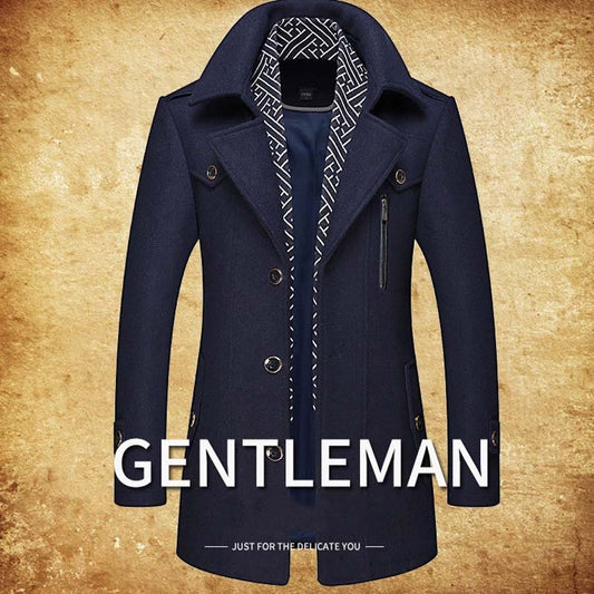 Men's Lapel Overcoat with Scarf Collar