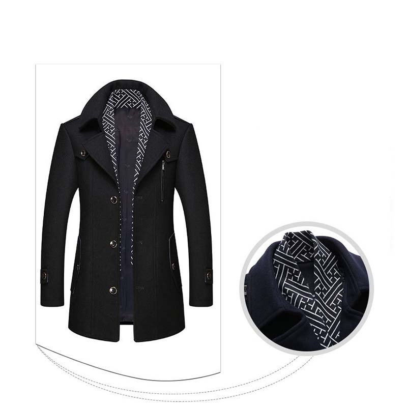 Men's Lapel Overcoat with Scarf Collar