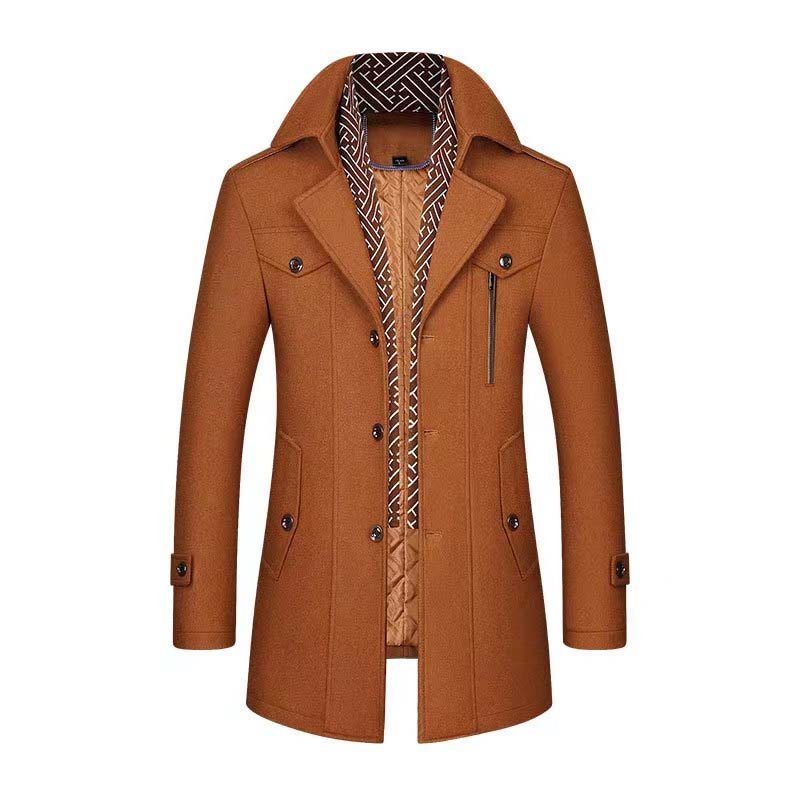 Men's Lapel Overcoat with Scarf Collar