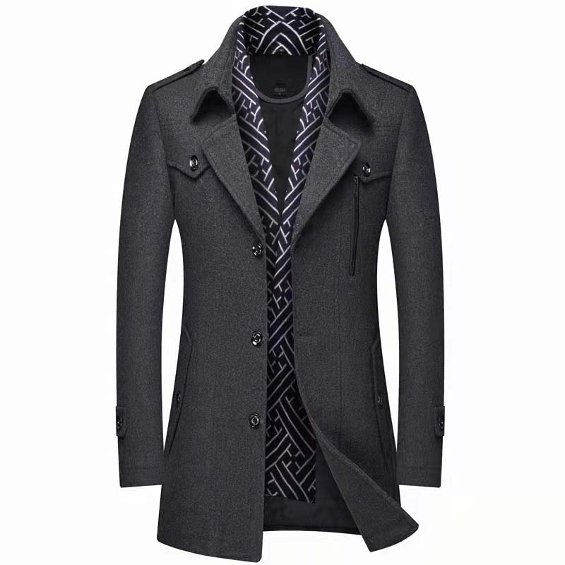 Men's Lapel Overcoat with Scarf Collar