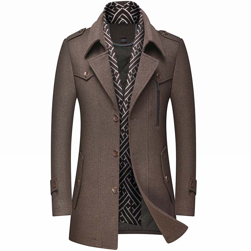 Men's Lapel Overcoat with Scarf Collar