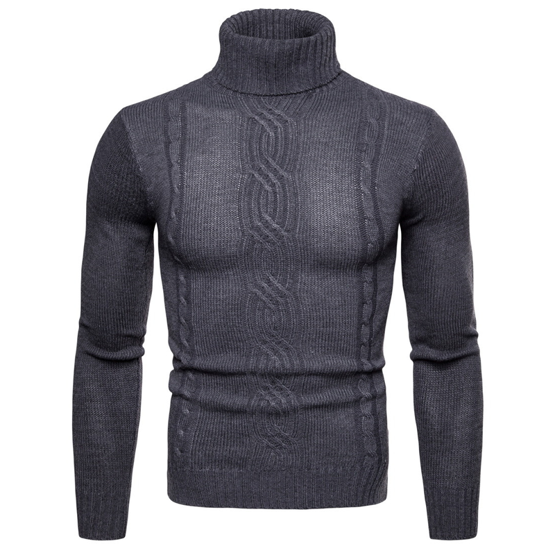 🔥Men's Slim Fit Cable Knit Turtleneck Sweater