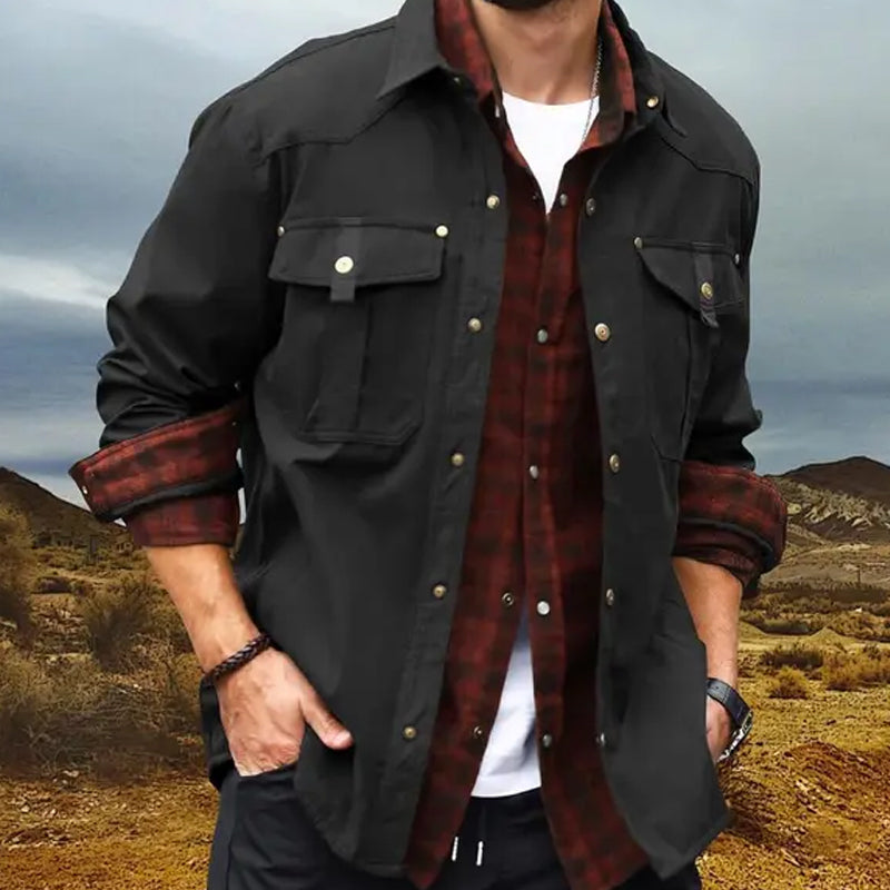 🔥Men’s Flannel-Lined Western Snap Jacket