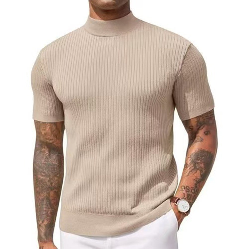 Casual Slim Fit Mock Neck T-Shirt for Men