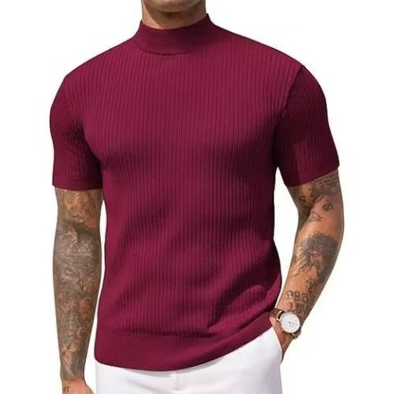Casual Slim Fit Mock Neck T-Shirt for Men