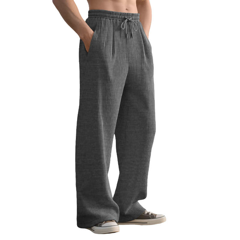 Men's Casual Ribbed Wide-Leg Pants