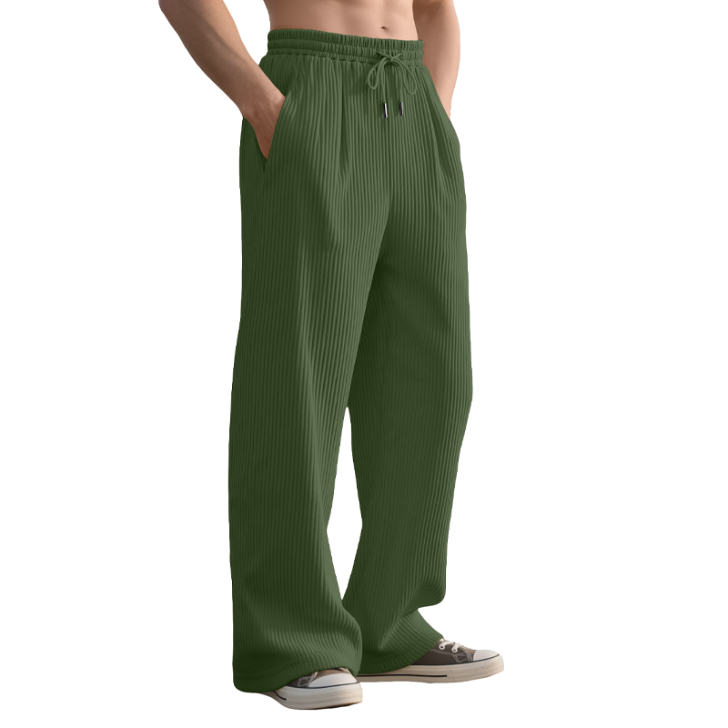 Men's Casual Ribbed Wide-Leg Pants
