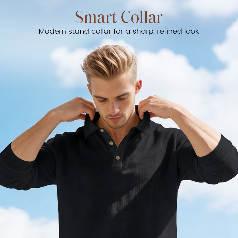 💎 -50% ON MEN'S LINEN BLEND SET! 💎 Breathable 2-Piece Collared Shirt & Pants for Summer Relaxation