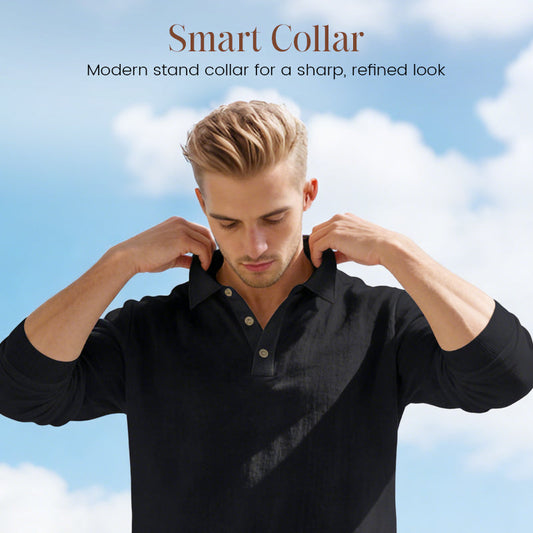 💎 -50% ON MEN'S LINEN BLEND SET! 💎 Breathable 2-Piece Collared Shirt & Pants for Summer Relaxation