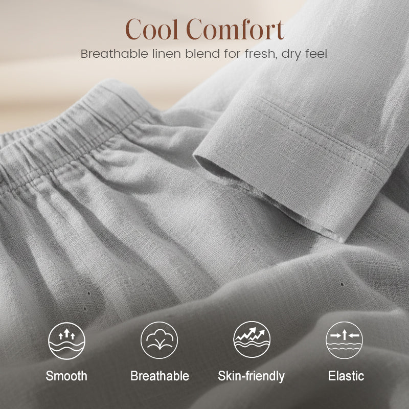 💎 -50% ON MEN'S LINEN BLEND SET! 💎 Breathable 2-Piece Collared Shirt & Pants for Summer Relaxation