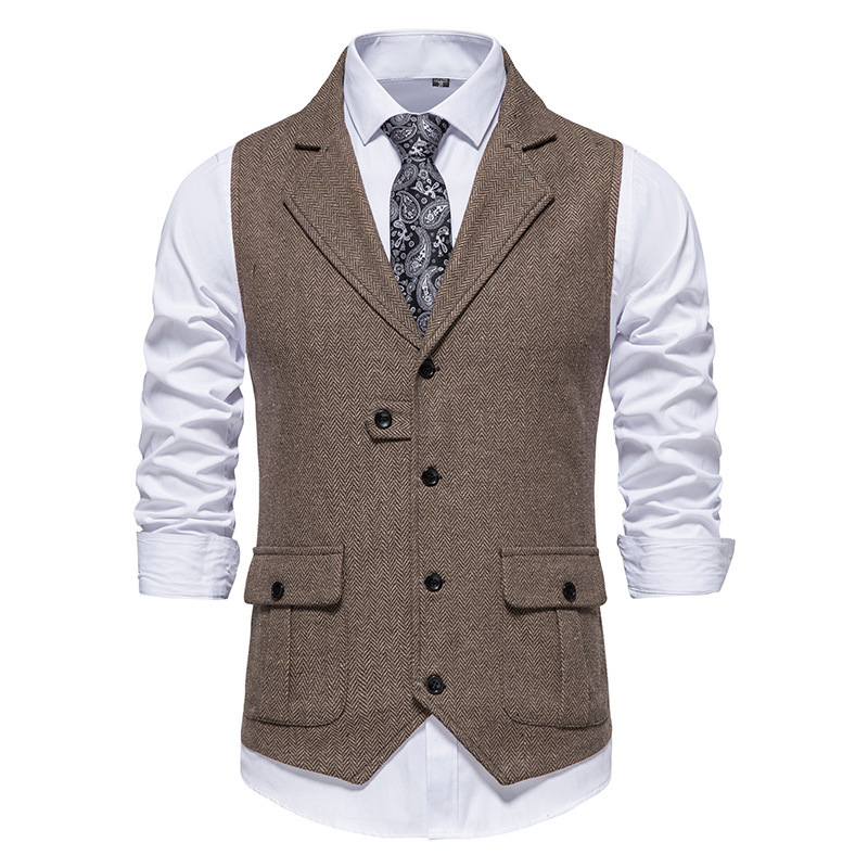 💎 50% OFF! 💎 Men's Classic Herringbone Tweed Suit Vest – Vintage Texture, Adjustable Fit & Premium Cotton Blend 👔🧥