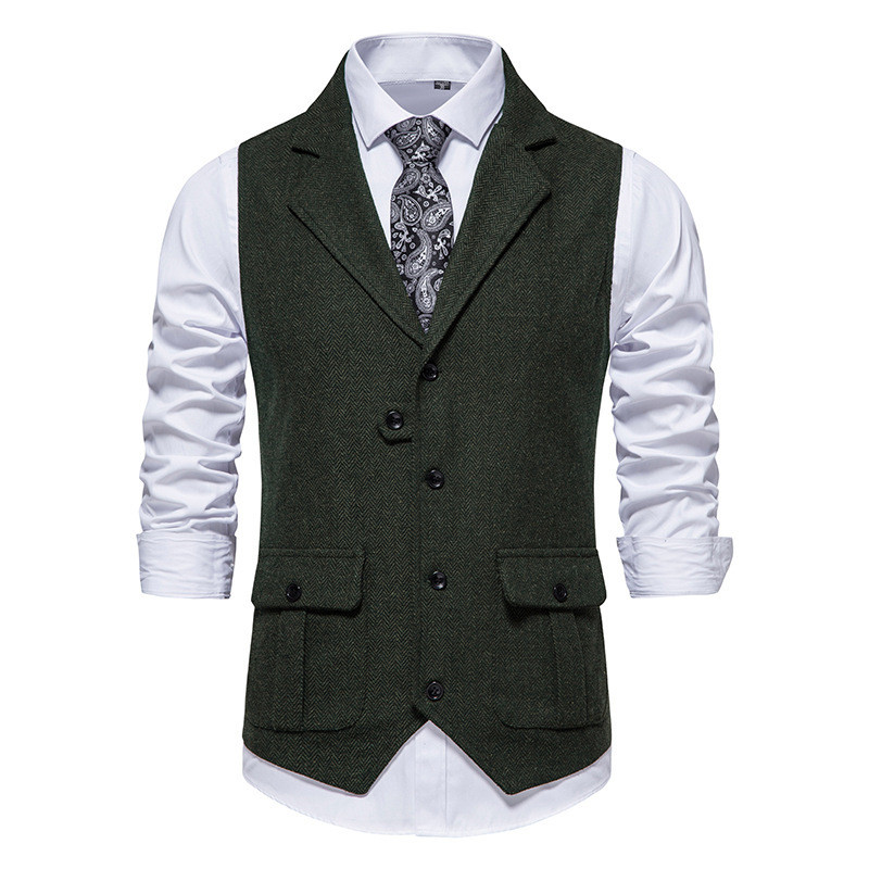 💎 50% OFF! 💎 Men's Classic Herringbone Tweed Suit Vest – Vintage Texture, Adjustable Fit & Premium Cotton Blend 👔🧥