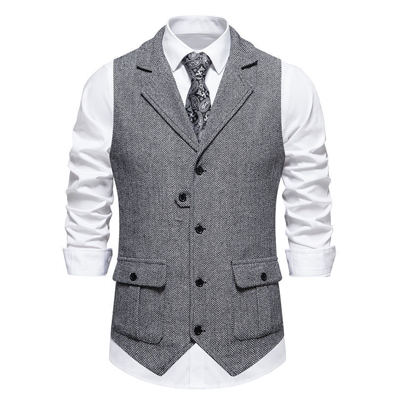 💎 50% OFF! 💎 Men's Classic Herringbone Tweed Suit Vest – Vintage Texture, Adjustable Fit & Premium Cotton Blend 👔🧥