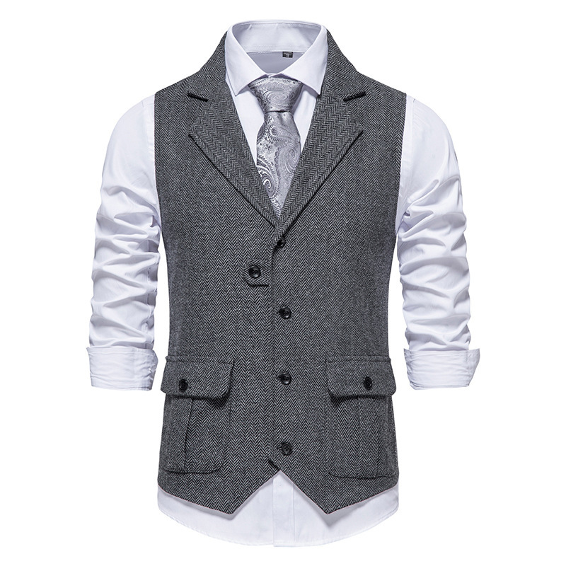 💎 50% OFF! 💎 Men's Classic Herringbone Tweed Suit Vest – Vintage Texture, Adjustable Fit & Premium Cotton Blend 👔🧥