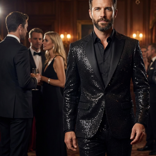 Men's Black Sparkle Tuxedo Suit Set