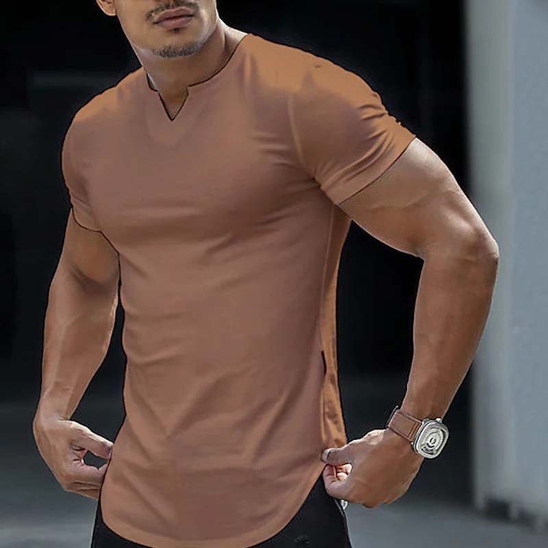 Casual Solid Color Athletic T-Shirt for Men
