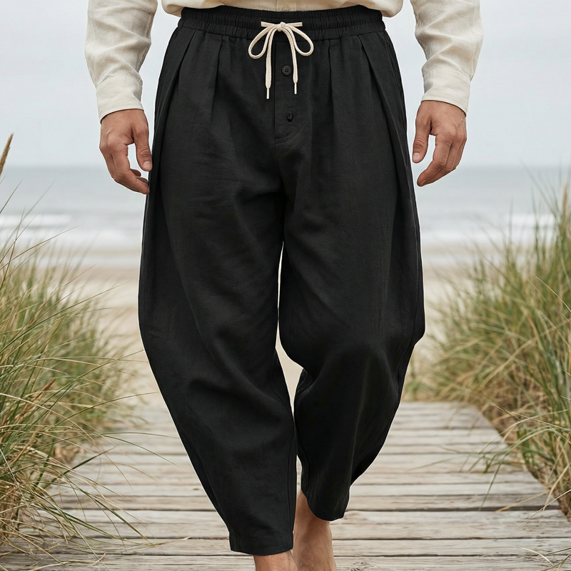 Men's Loose Fit Drawstring Casual Trousers