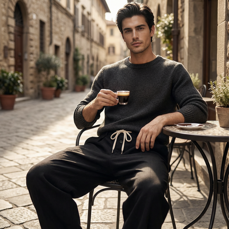 Men's Loose Fit Drawstring Casual Trousers