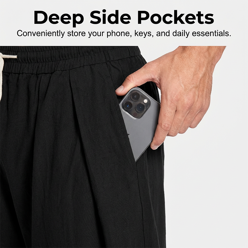 Men's Loose Fit Drawstring Casual Trousers