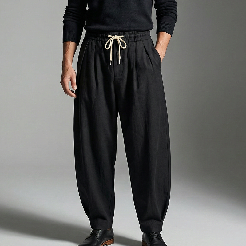 Men's Loose Fit Drawstring Casual Trousers