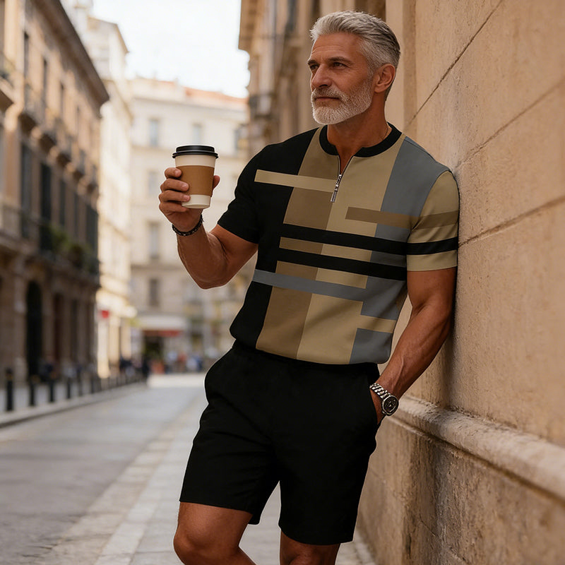 Men's Quarter-Zip Shirt & Shorts Set