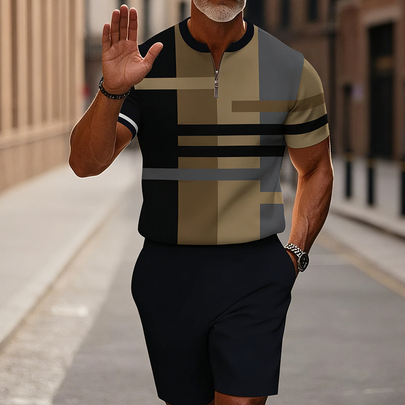 Men's Quarter-Zip Shirt & Shorts Set