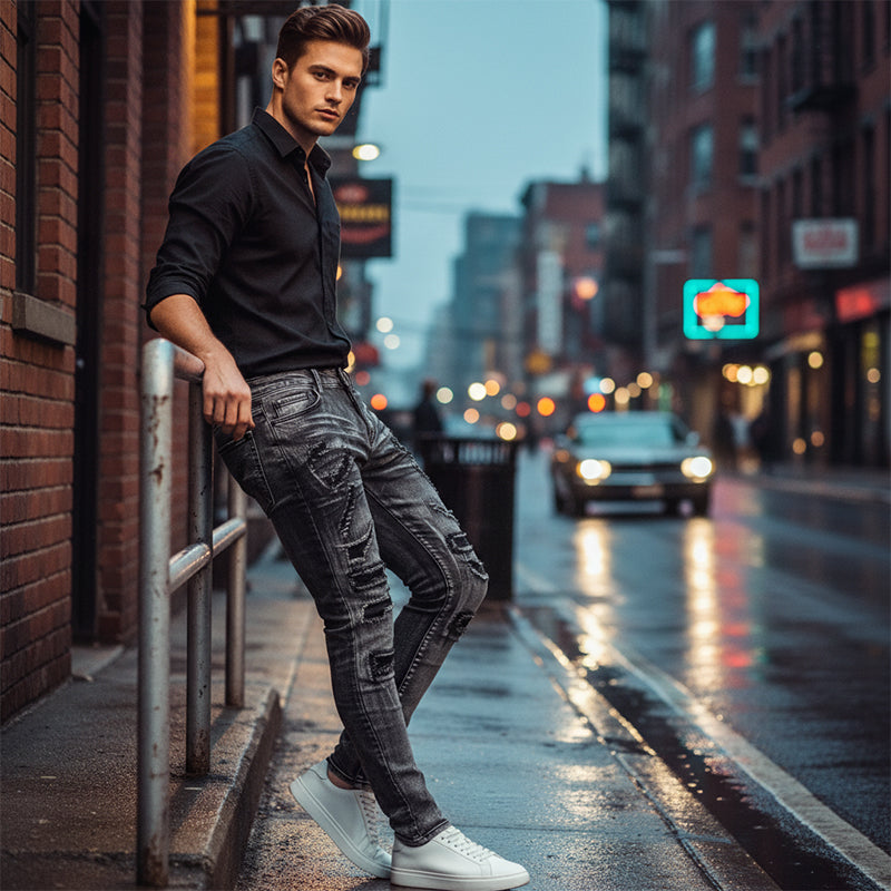 Men's Slim Fit Distressed Jeans