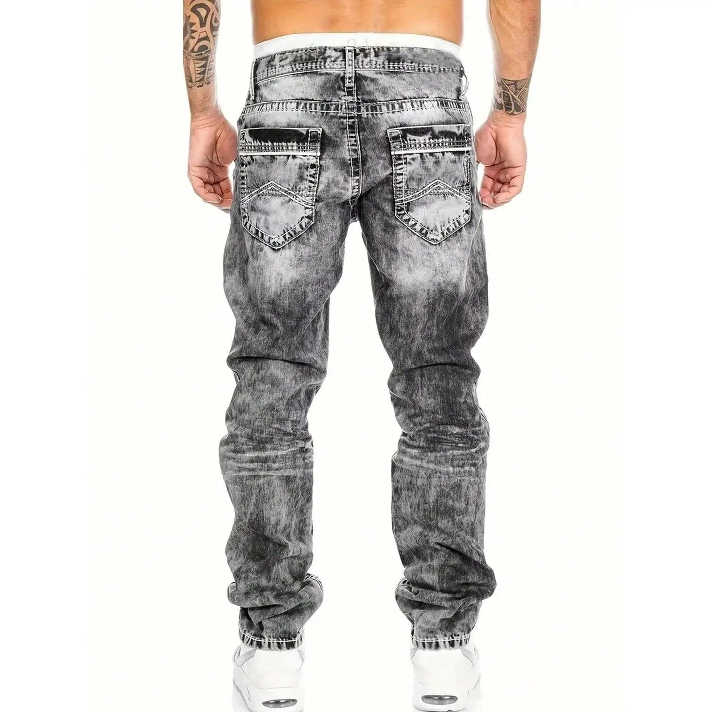 Men's Fashion Creative Stretch Denim Jeans,Minimalist Style Suitable For Summer, Emo Style
