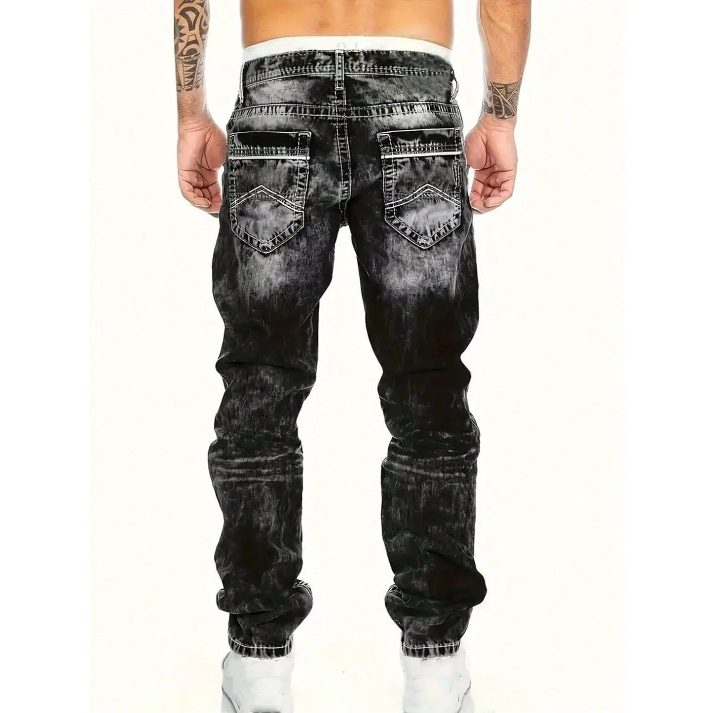 Men's Fashion Creative Stretch Denim Jeans,Minimalist Style Suitable For Summer, Emo Style