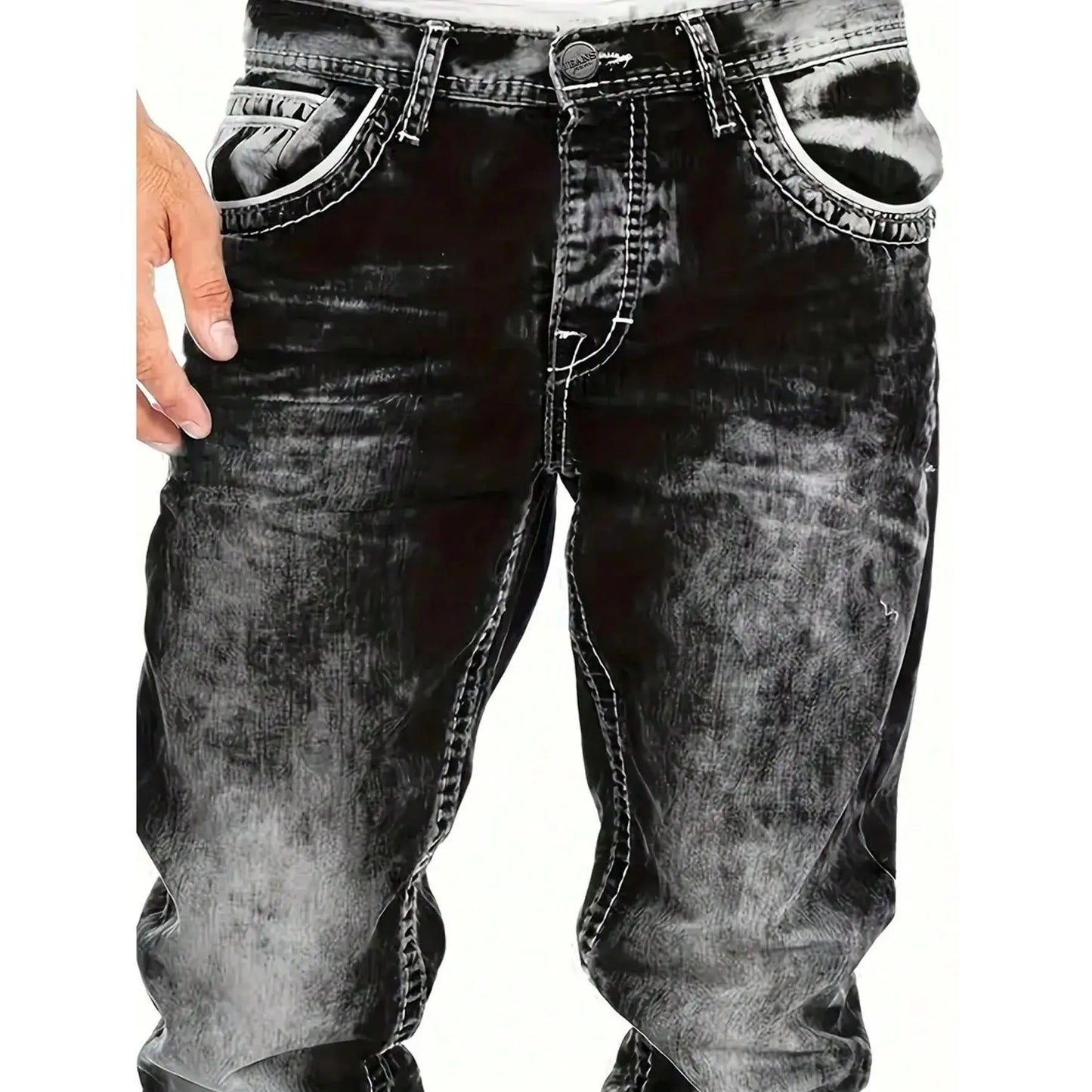 Men's Fashion Creative Stretch Denim Jeans,Minimalist Style Suitable For Summer, Emo Style