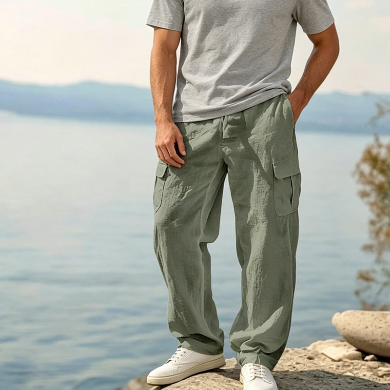 Men's Cotton Linen Cargo Pants