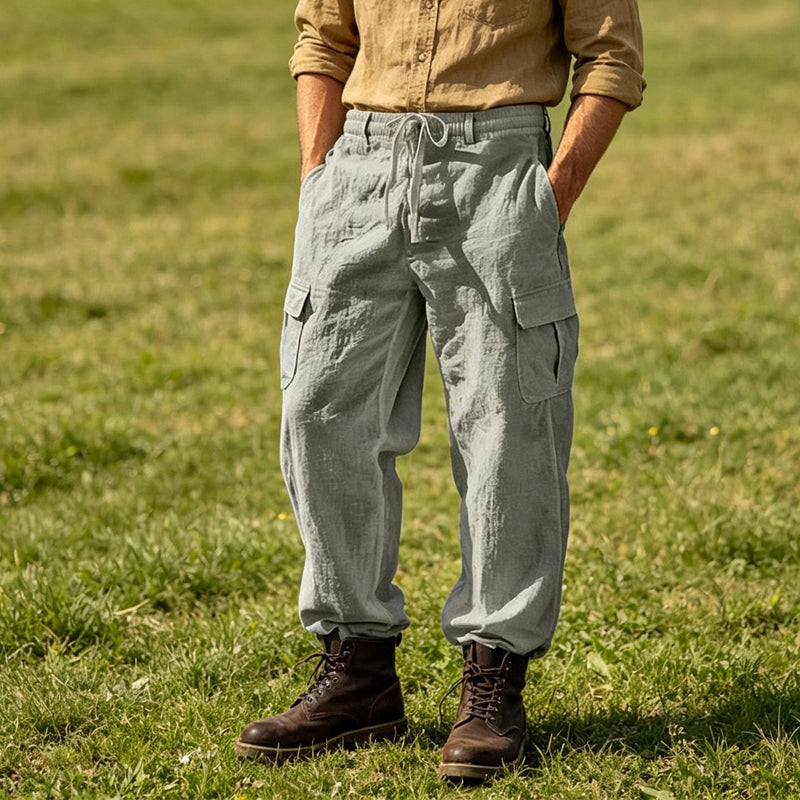 Men's Cotton Linen Cargo Pants