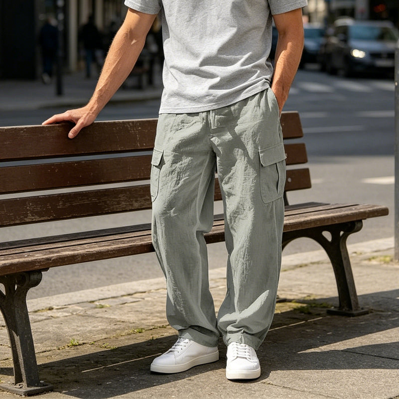 Men's Cotton Linen Cargo Pants