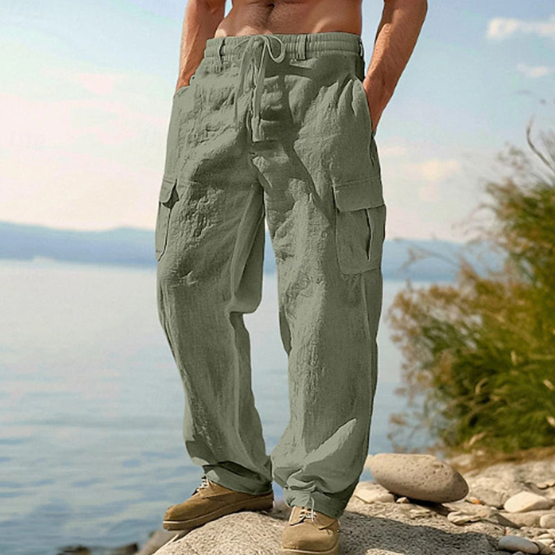 Men's Cotton Linen Cargo Pants