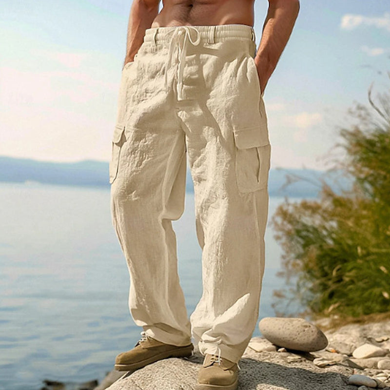Men's Cotton Linen Cargo Pants