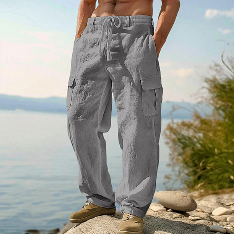 Men's Cotton Linen Cargo Pants