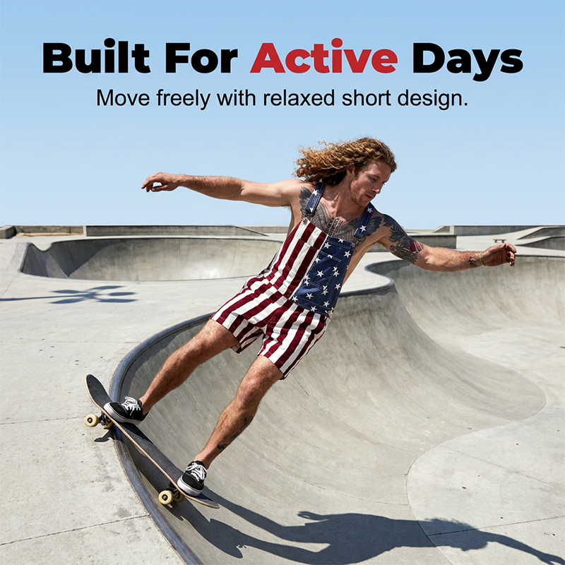 American Flag Unisex Overalls Shorts
